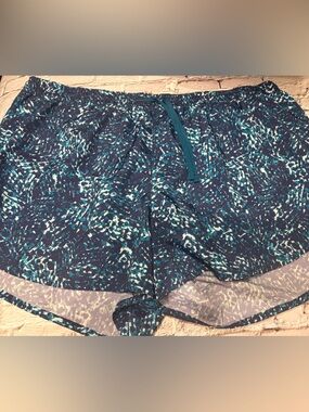 Blue and Teal Abstract Print Running Shorts